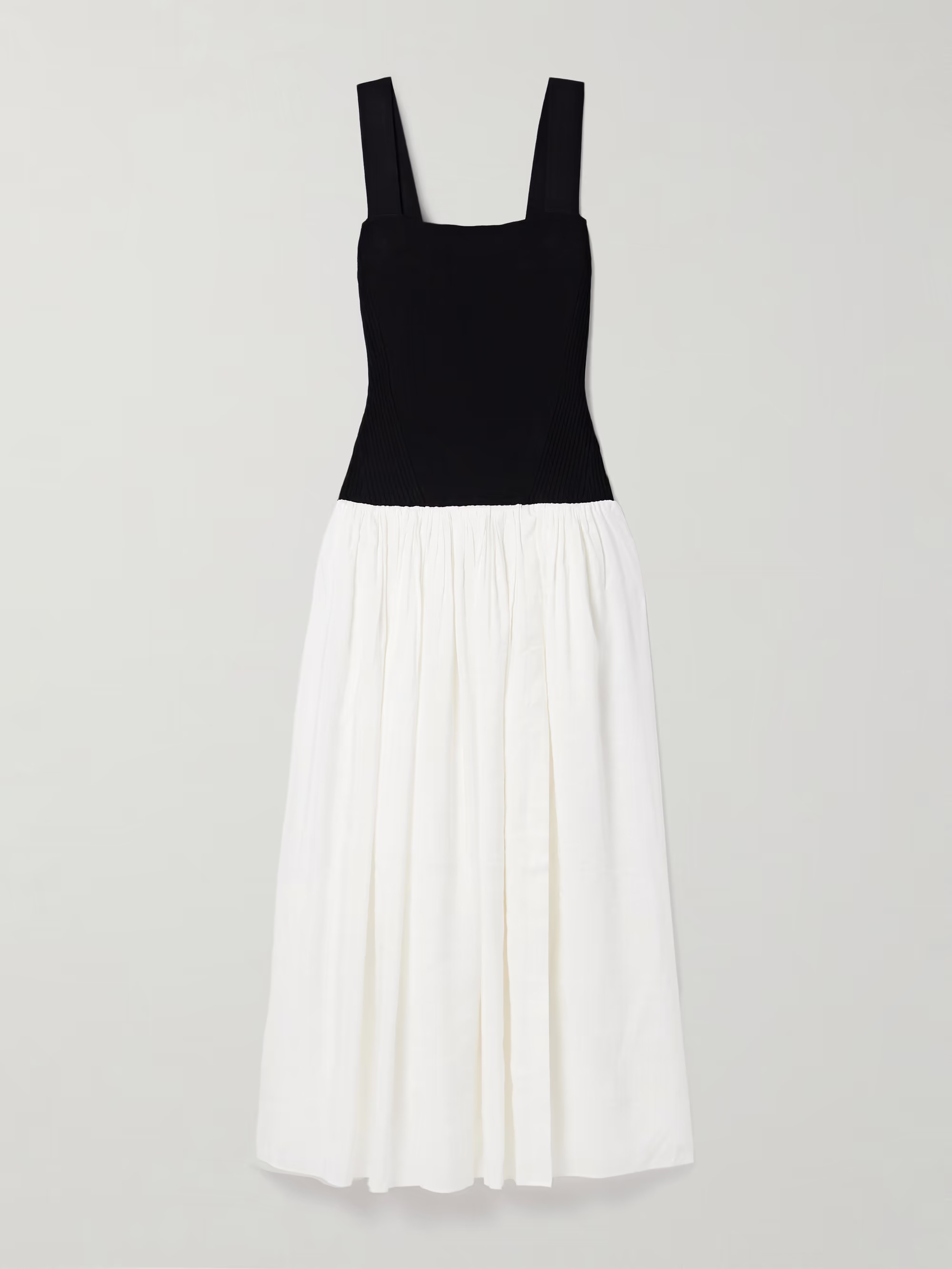 Stretch-knit and gathered linen-blend midi dress | NET-A-PORTER (UK & EU)