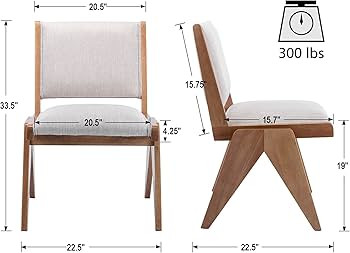 VESCASA Linen Upholstered Dining Chairs with Cushion Back, Mid-Century Modern Padded Dining Chair... | Amazon (US)