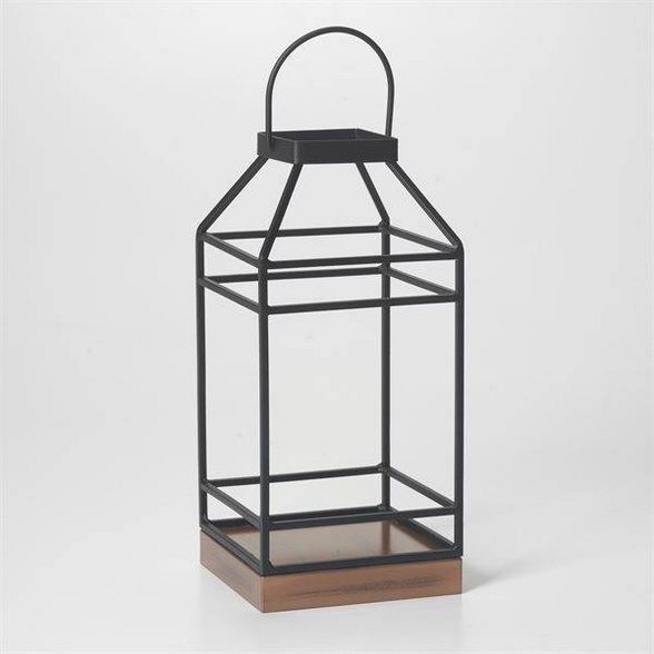 12" Hanbury Metal Outdoor Lantern with No Glass Black- Smart Living | Target