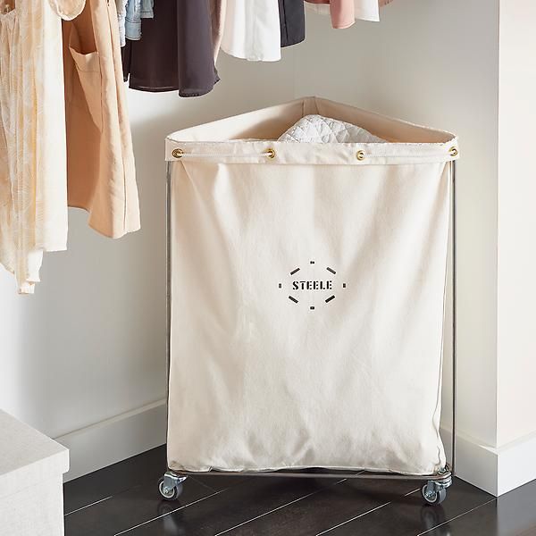 Steele Canvas Corner Laundry Cart | The Container Store