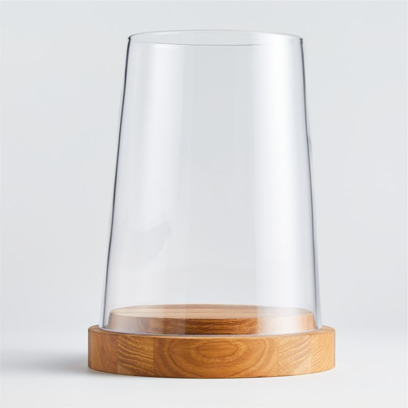 Ellery Hurricane 11.5" Oak Candle Holder + Reviews | Crate and Barrel | Crate & Barrel