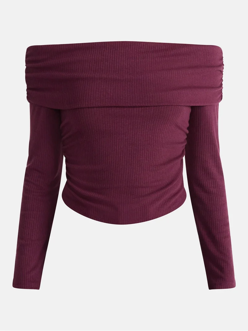 No Boundaries Off The Shoulder Top with Long Sleeves, Women’s | Walmart (US)