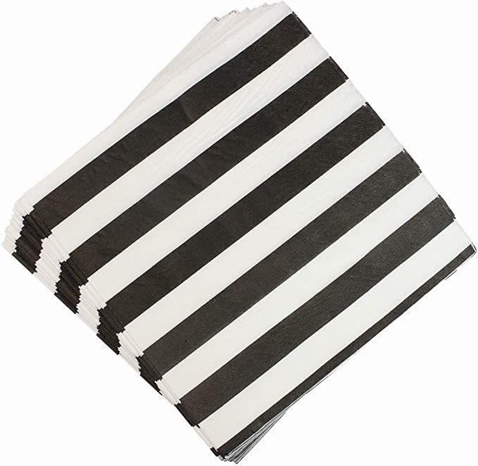YouMeBest Biodegradable Striped Paper Party Napkins,Black, 100 Count | Amazon (US)