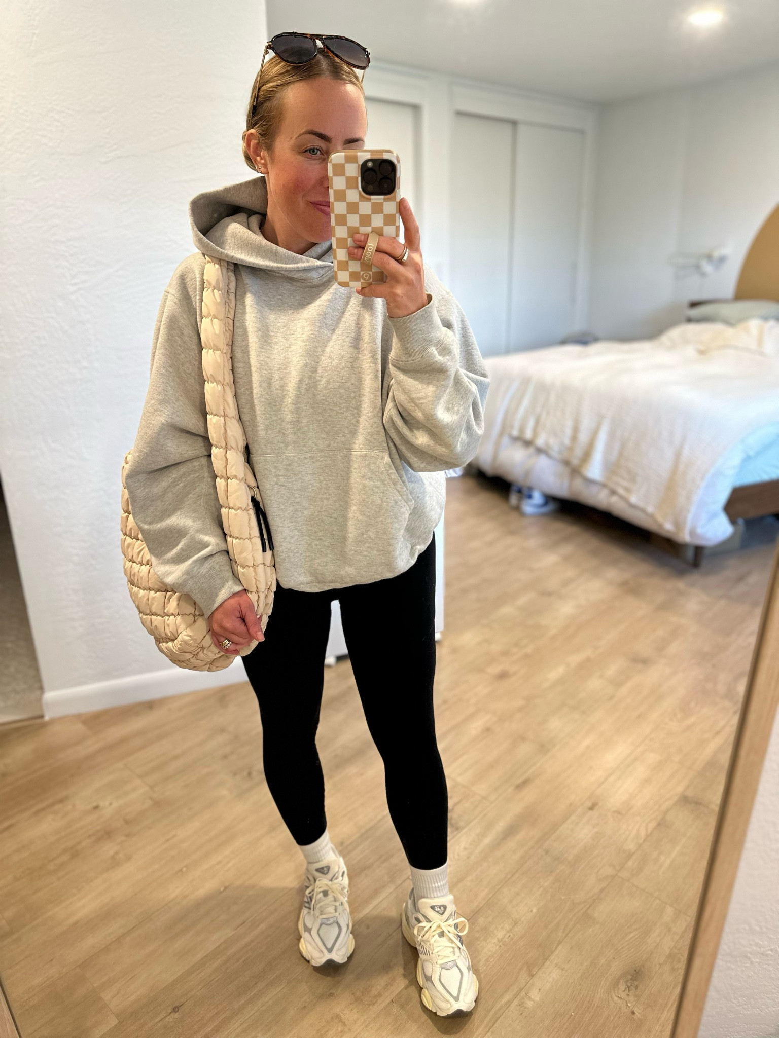 Sweatshirt is TKEES (no longer available) but I linked some similar ones from Amazon! Also linked asl similar bag as the exact one isn’t available either. Shoes are tts, wearing xs in leggings. 

#LTKActive #LTKfitness