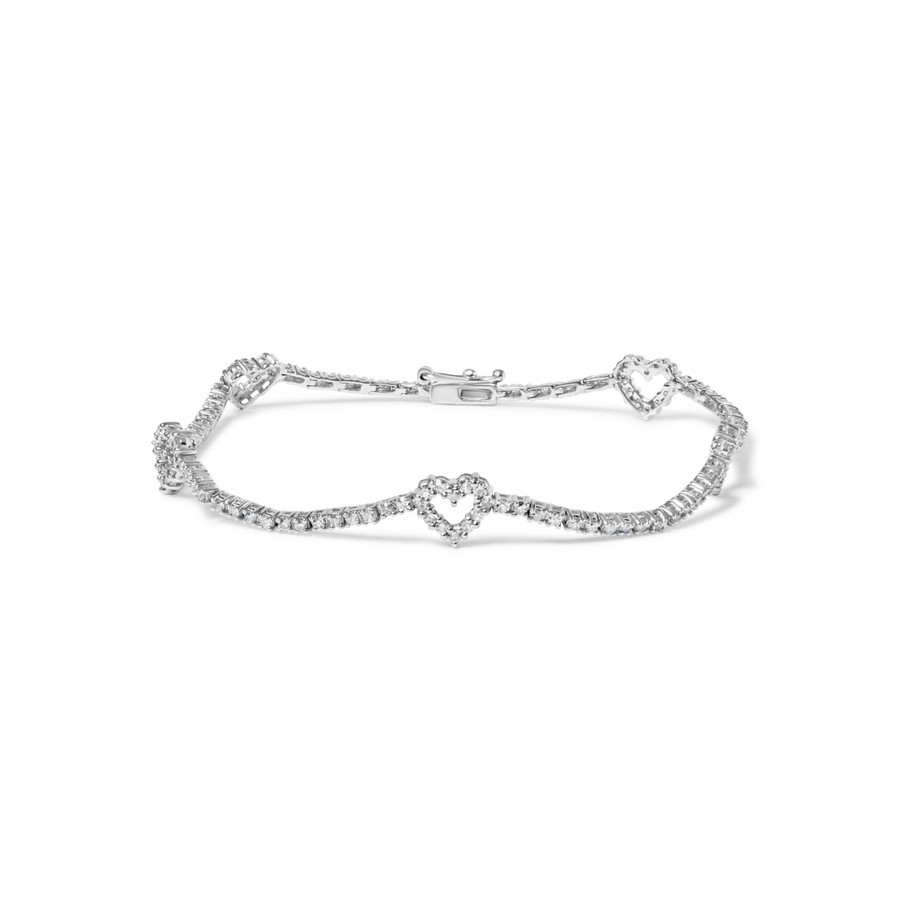 Haus of Brilliance 14K White Gold 1 1/2 Cttw Diamond Heart Station Strand Bracelet (H-I Color, I1-I2 Clarity) - 7.5 Inches | Jomashop.com & JomaDeals.com