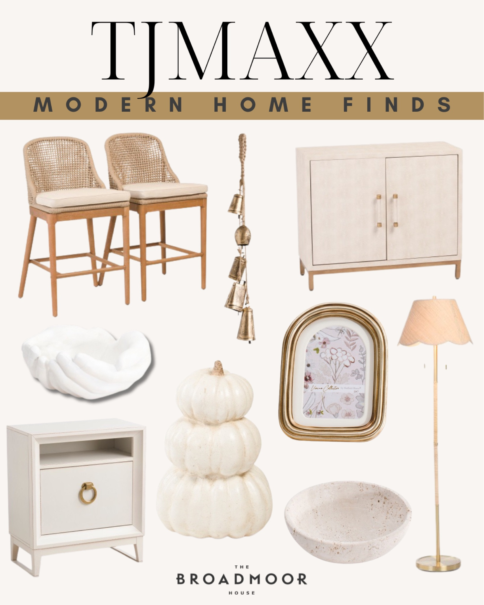 Tjmaxx,  neutral home, cabinet, counter stool, floor lamp, nightstand, home decor, picture frame, pumpkins, bells, decorative decor, white and gold home

#LTKHome #LTKStyleTip #LTKSeasonal