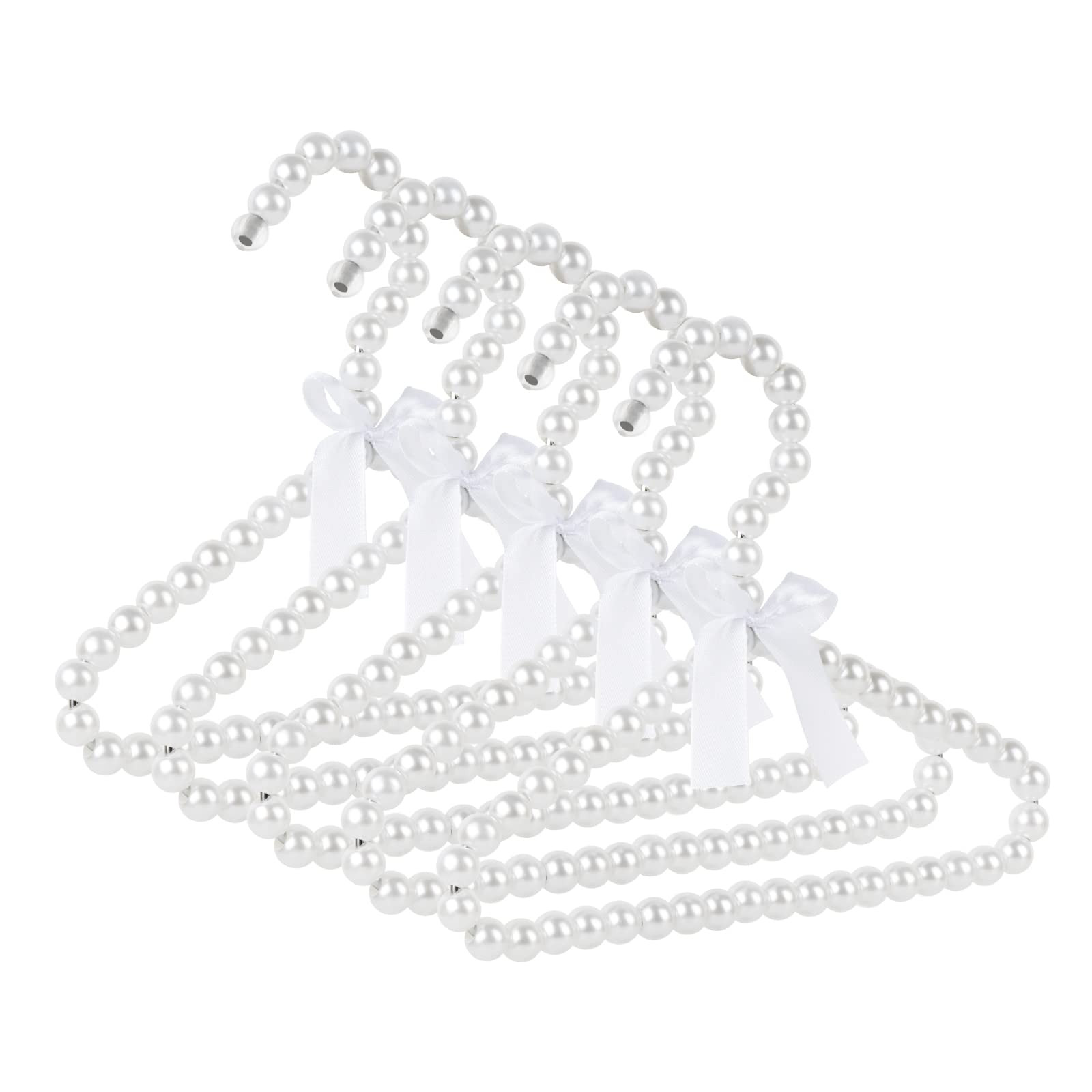 5 Pack Pearl Hanger Kids, Small Pearl Beads Bow Clothes Hangers, Elegant Standard Hangers for Chi... | Amazon (US)