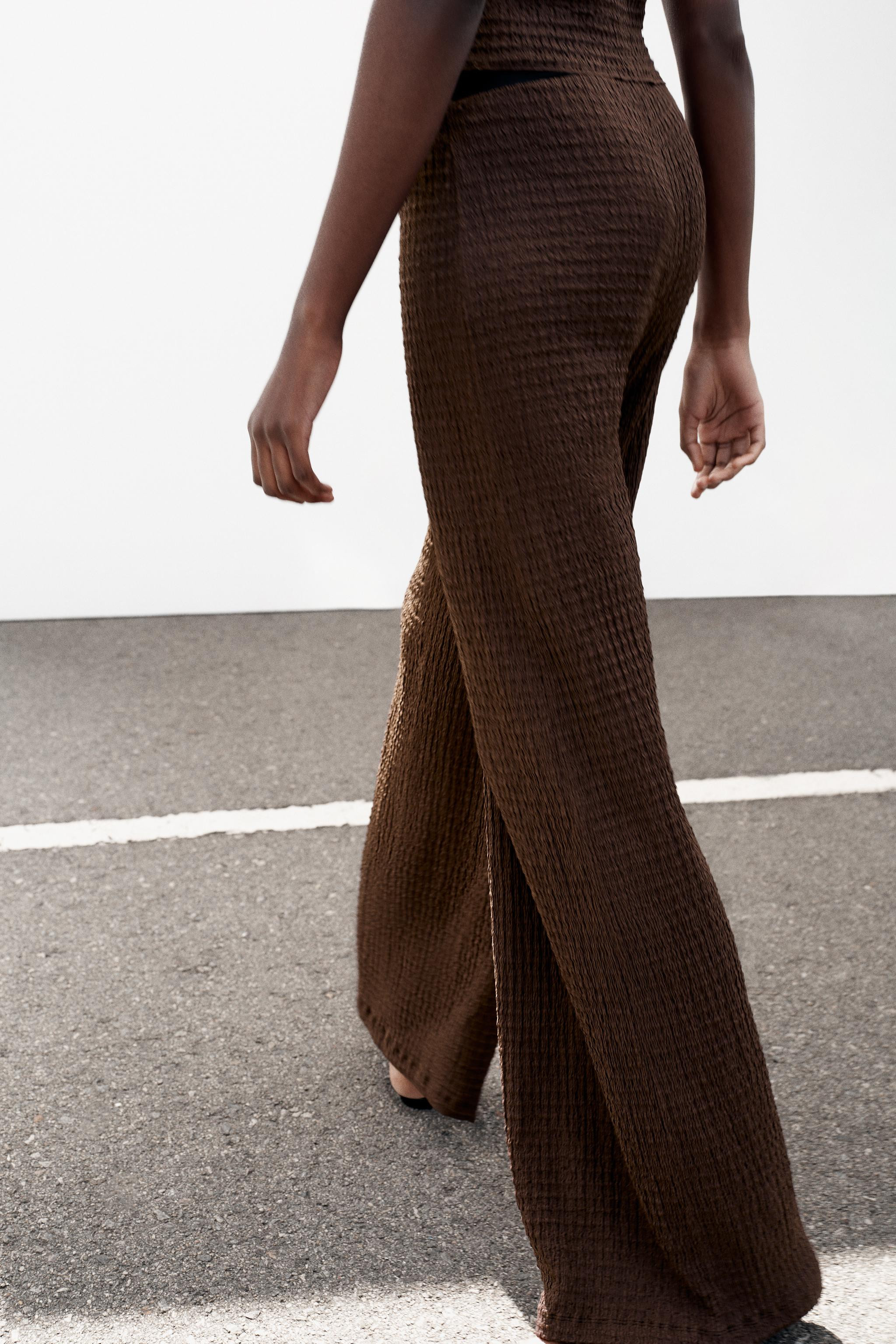 TEXTURED STRAIGHT LEG PANTS | Zara US