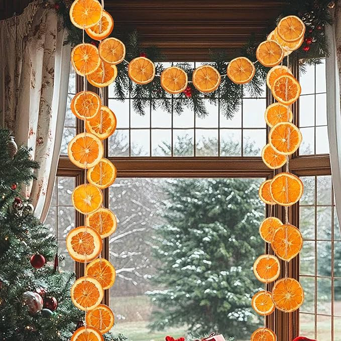 Christmas Decorations, 10ft Dried Orange Slice Christmas Garland, Rustic Orange Garland for Mantl... | Amazon (US)