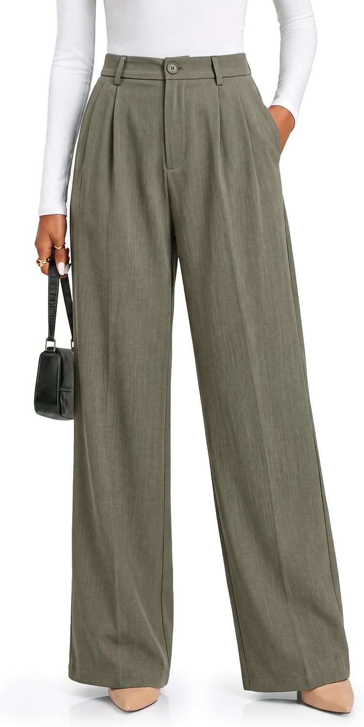 Zylioo Tall Womens Wide Leg Dress Pants Business Casual with Pockets | Amazon (US)