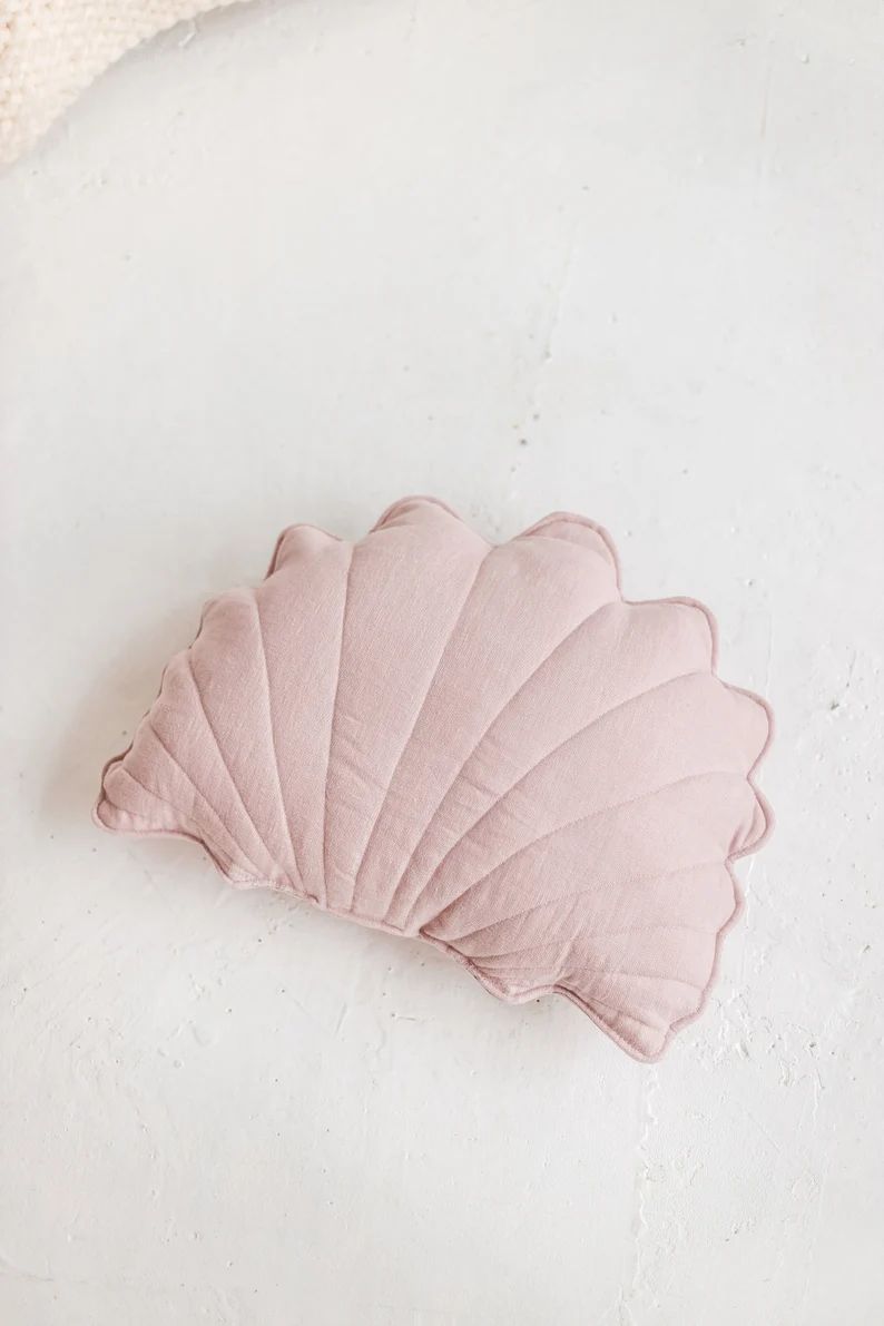 Seashell Linen Cushion - Starfish Decorative Pillows - Beach Style Teepee Tent Throw Pillows | Etsy (US)