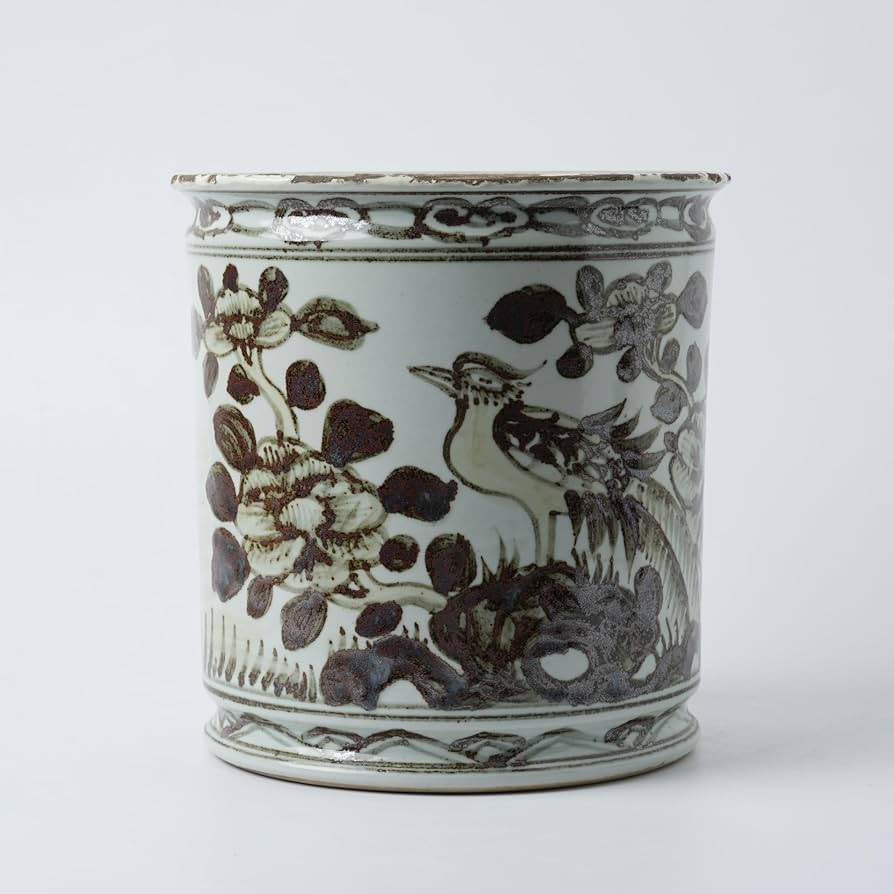 Antique Hand-Painted Flower and Bird Porcelain Pen Holder Old Style Ceramic Planter 9.7 Inch Larg... | Amazon (US)
