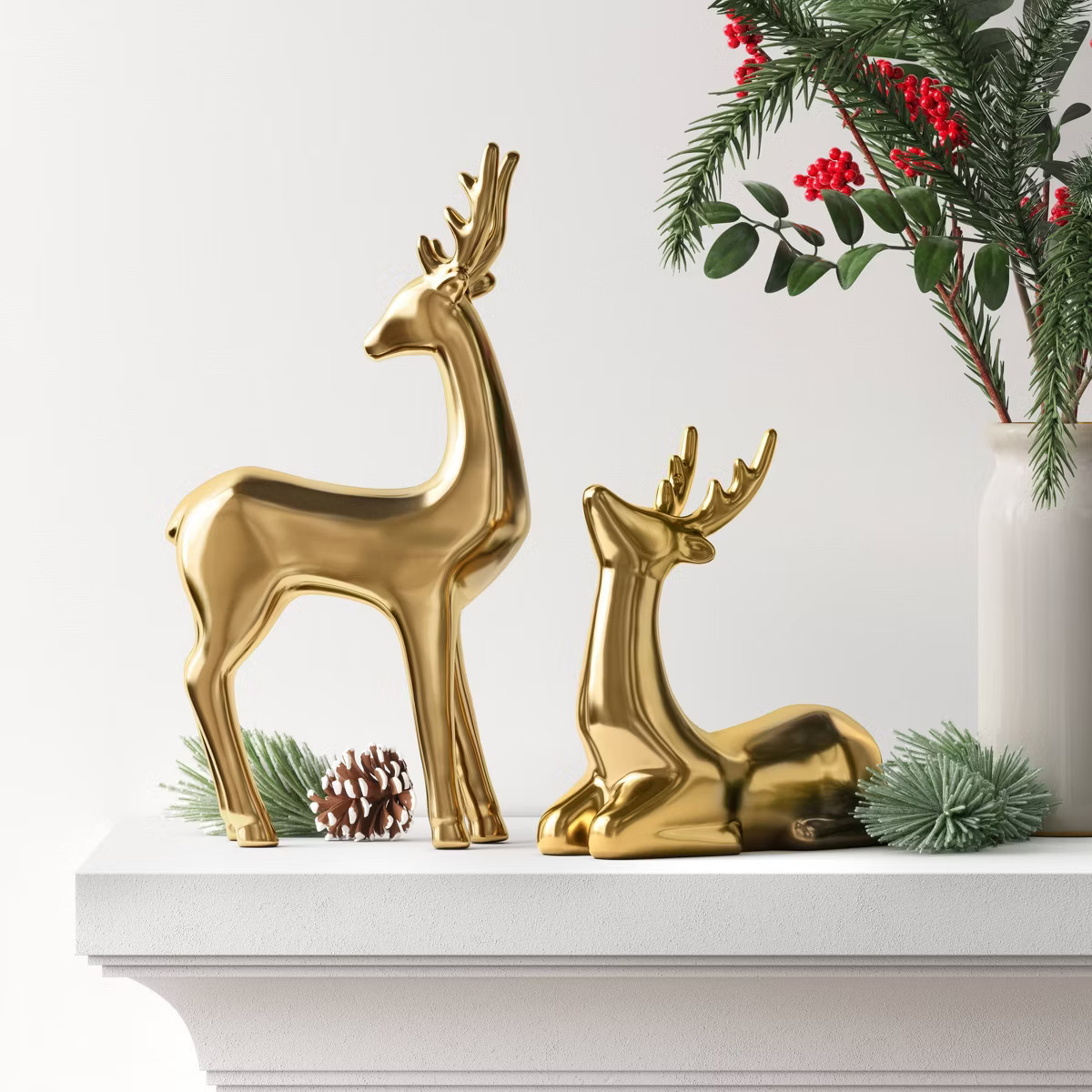8.75" Plated Ceramic Sitting Deer Animal Christmas Figurine - Wondershop™ Gold | Target