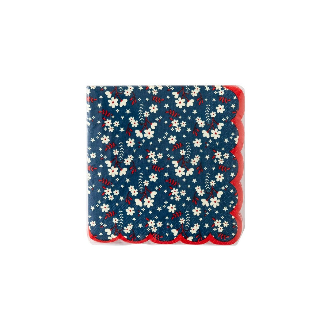 Liberty Blue Americana Floral Cocktail Napkins - Etsy | Etsy (US)