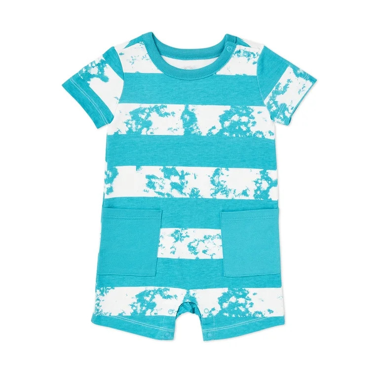 Wonder Nation Baby Boys Knit Turq Romper, Sizes 0-24M - Walmart.com | Walmart (US)