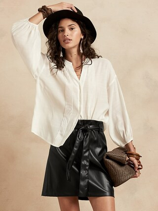 Tie-Waist Vegan Leather Skirt | Banana Republic Factory