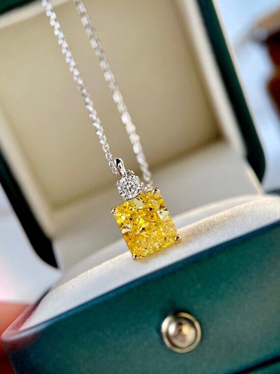 High Quality 5CT Yellow Diamond Necklace Special 2EX Cut | Etsy | Etsy (US)