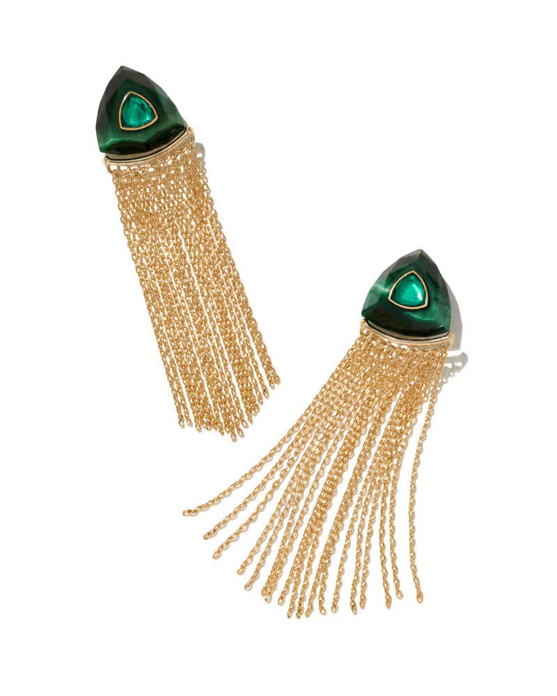 Arden Gold Convertible Statement Tassel Earrings in Emerald Mix | Kendra Scott