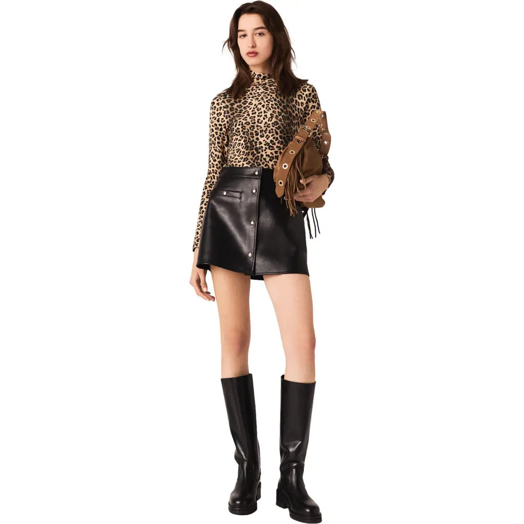 maje Short leather skirt in Black at Nordstrom, Size 42 Eu | Nordstrom