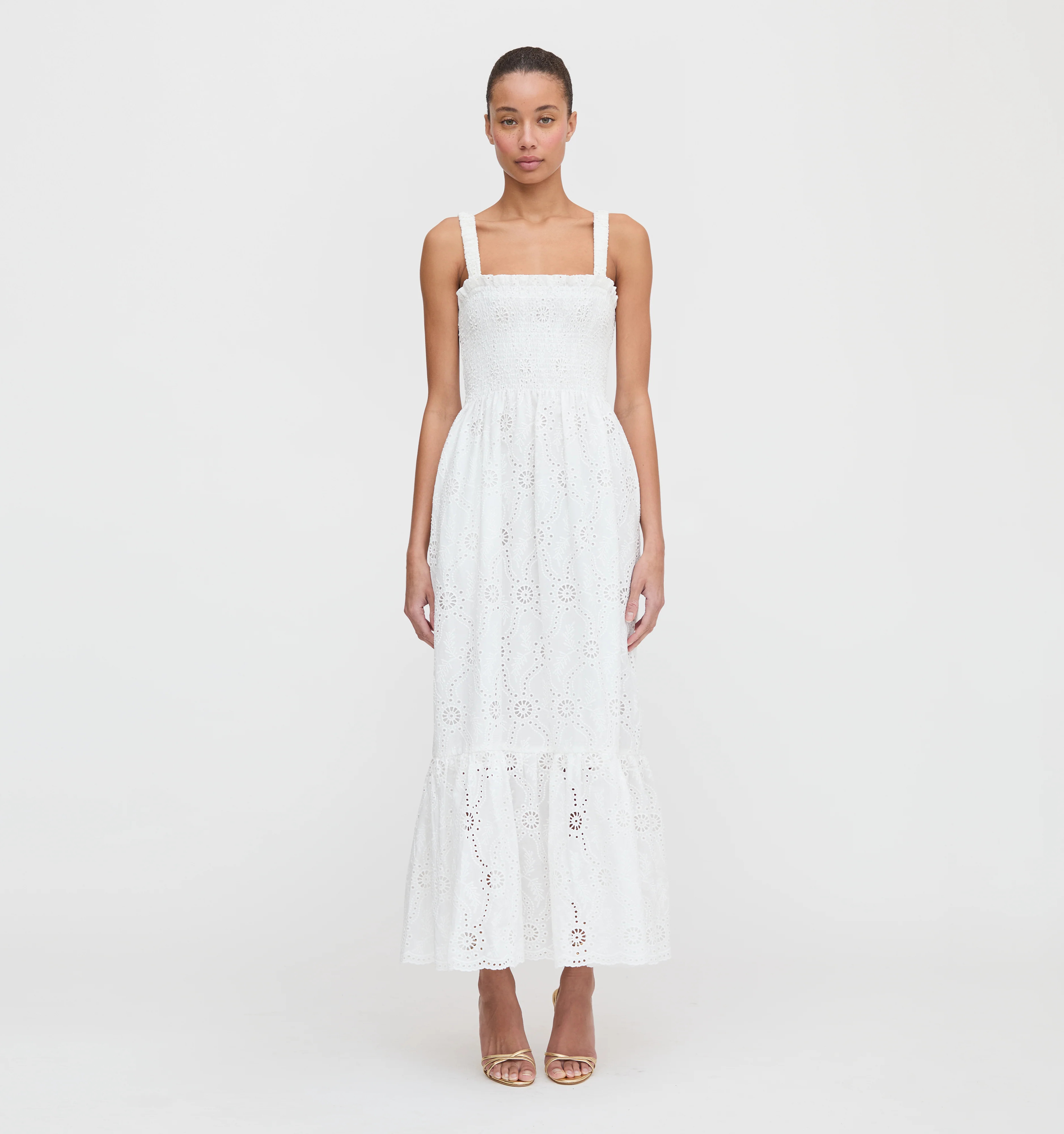The Anjuli Nap Dress - White Trellis Broderie | Hill House Home US