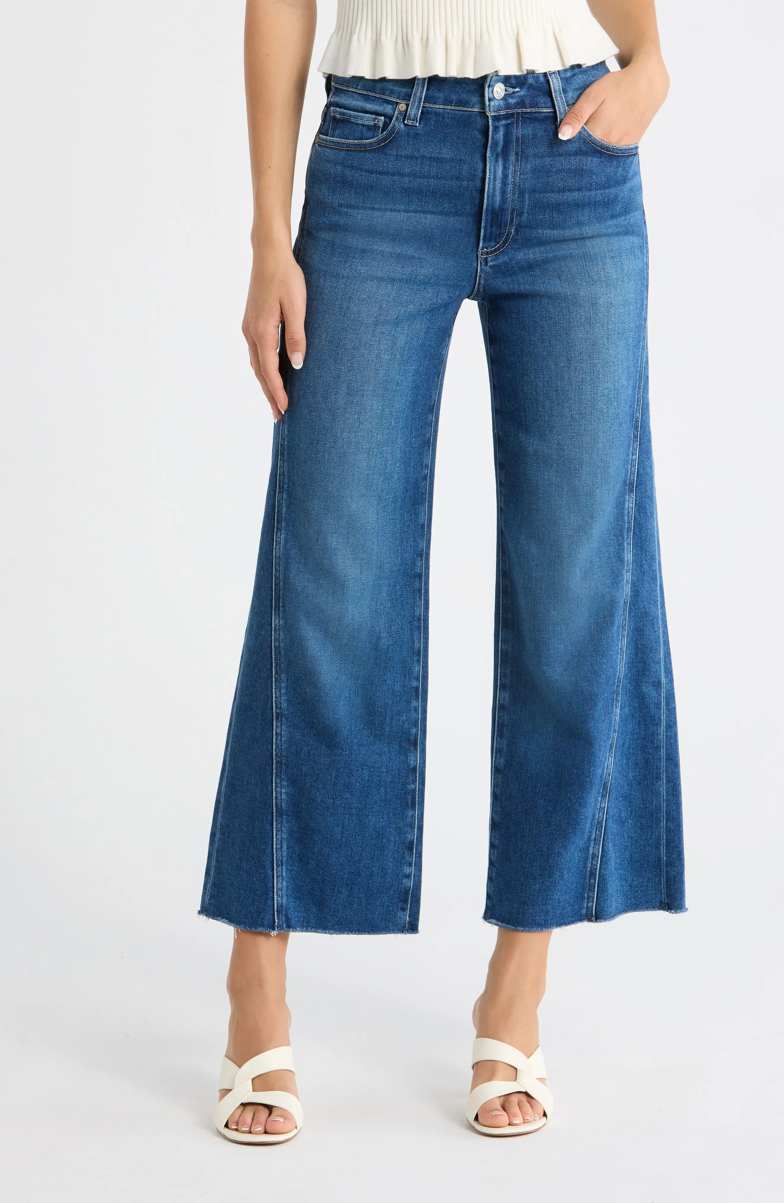 PAIGE Anessa Twisted Seam Raw Hem High Waist Ankle Wide Leg Jeans (Women) | Nordstrom | Nordstrom