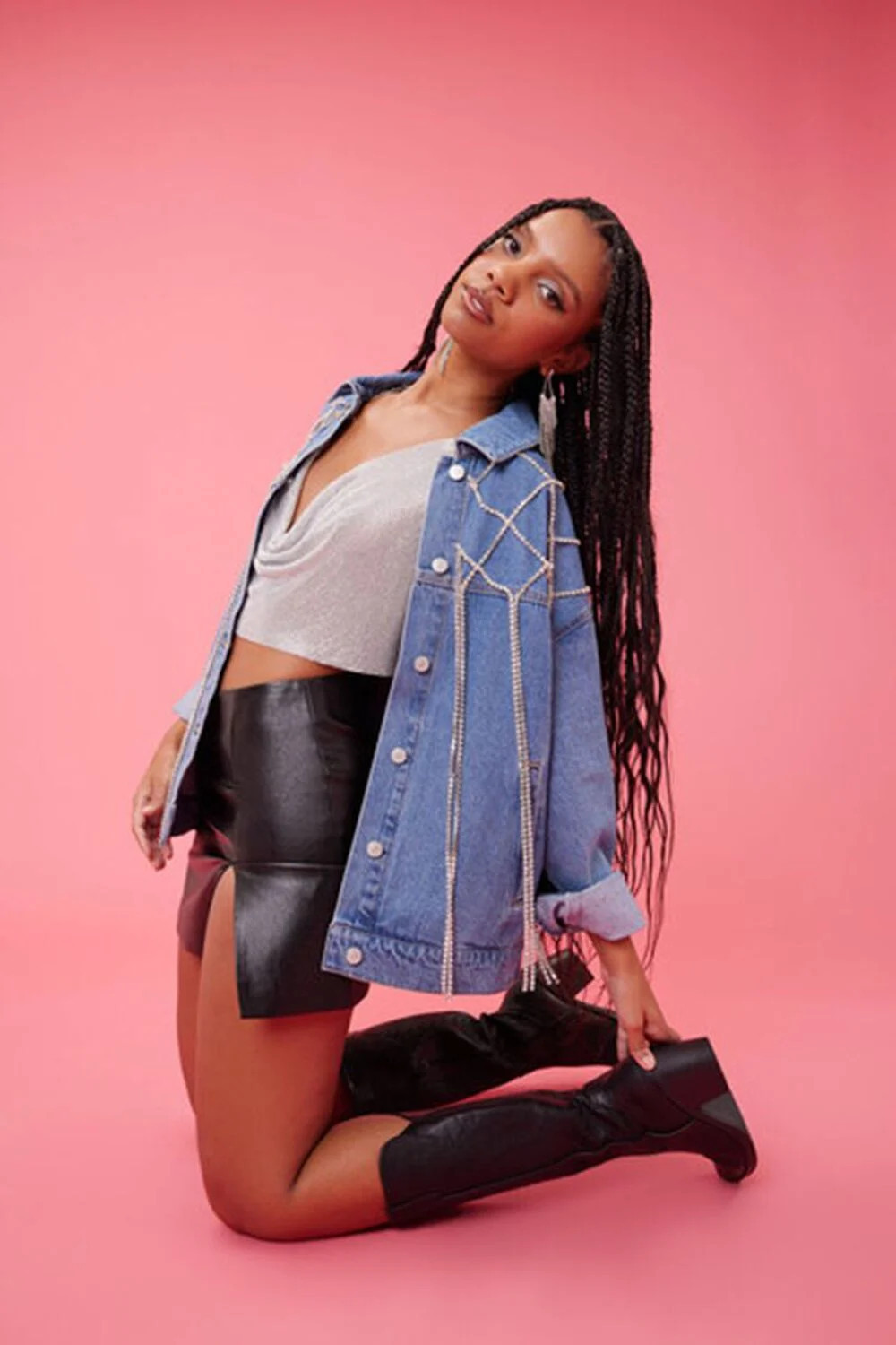 Rhinestone Fringe Denim Jacket | Forever 21 (US)