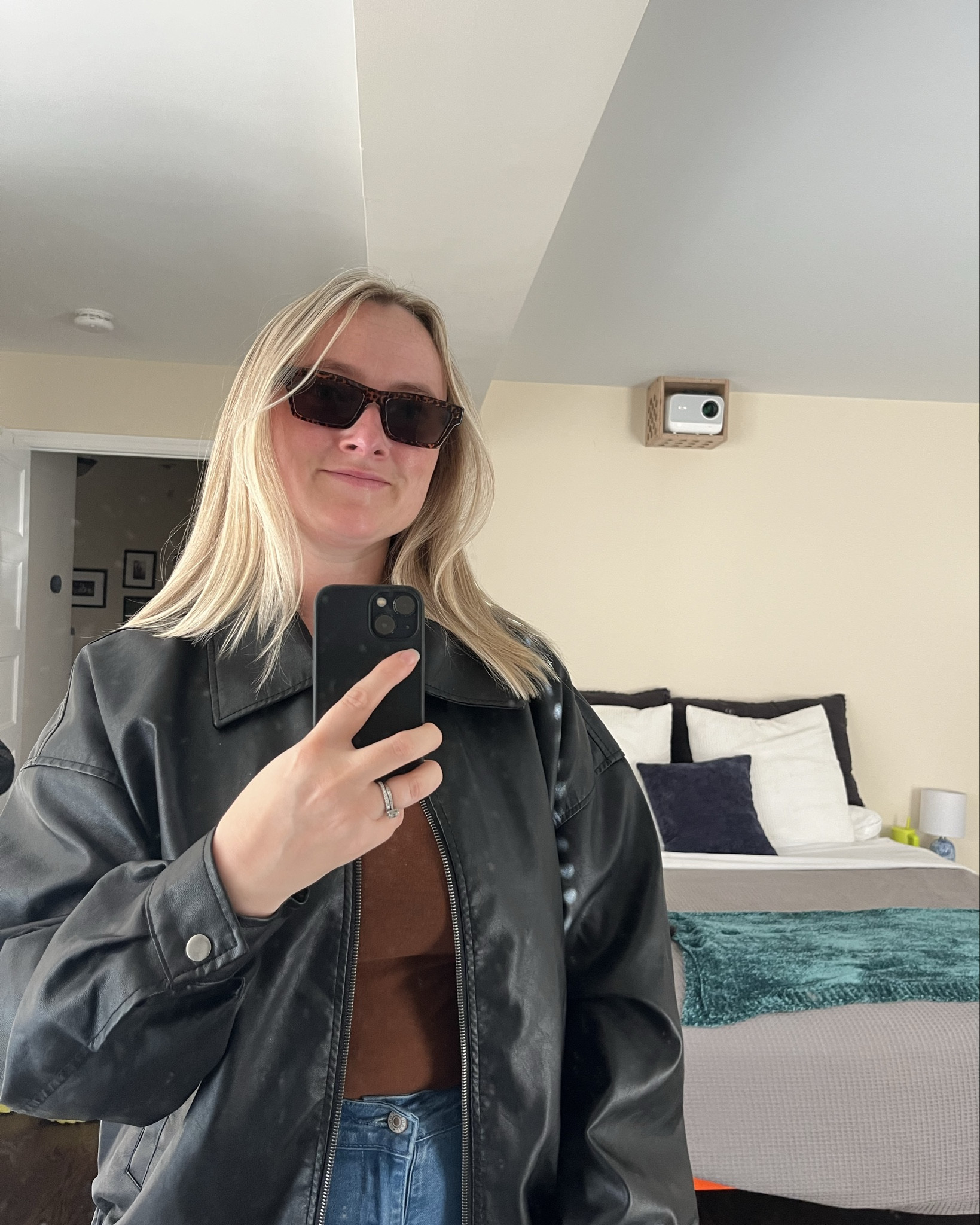 oversized leather jacket tortoise leopard rectangle sunglasses brown tank barrel jeans Amazon style target style mom style casual street style capsule wardrobe 

#LTKHome #LTKSeasonal #LTKMidsize
