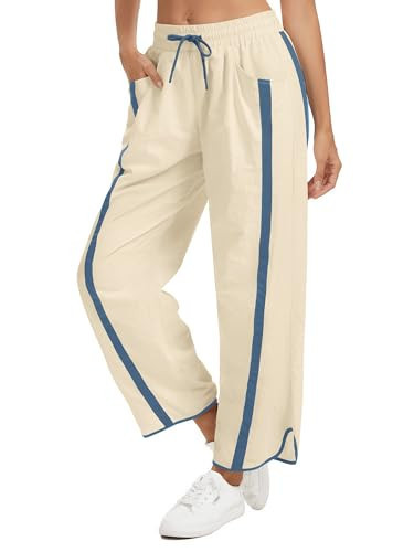 Women's Wide Leg Track Pants Baggy Drawstring High Rise Side Striped Casual Lightweight Parachute... | Amazon (US)