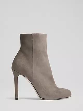 L.K.Bennett Nolan Stiletto Heel Suede Ankle Boots, Iron | John Lewis (UK)