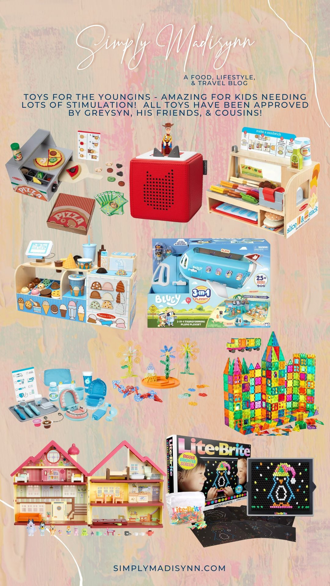 Christmas is around the corner, but you don't even have to worry about it because I have all the toys for the kiddos covered!  

Whether they love to #build, use their #imagination to play, or they just want to jam out without the screen time, I've got all the toys they will need.

Most of these are on sale and will be on sale for the next few weeks to come, so make sure you take full advantage of all the sales.

#KidToys #DevelopmentalToys #ImaginationPlay #Tonies #ToniesBox #BlueyToys #Magnatiles  

 #LTKSaleAlert #LTKFindsUnder50 #LTKKids