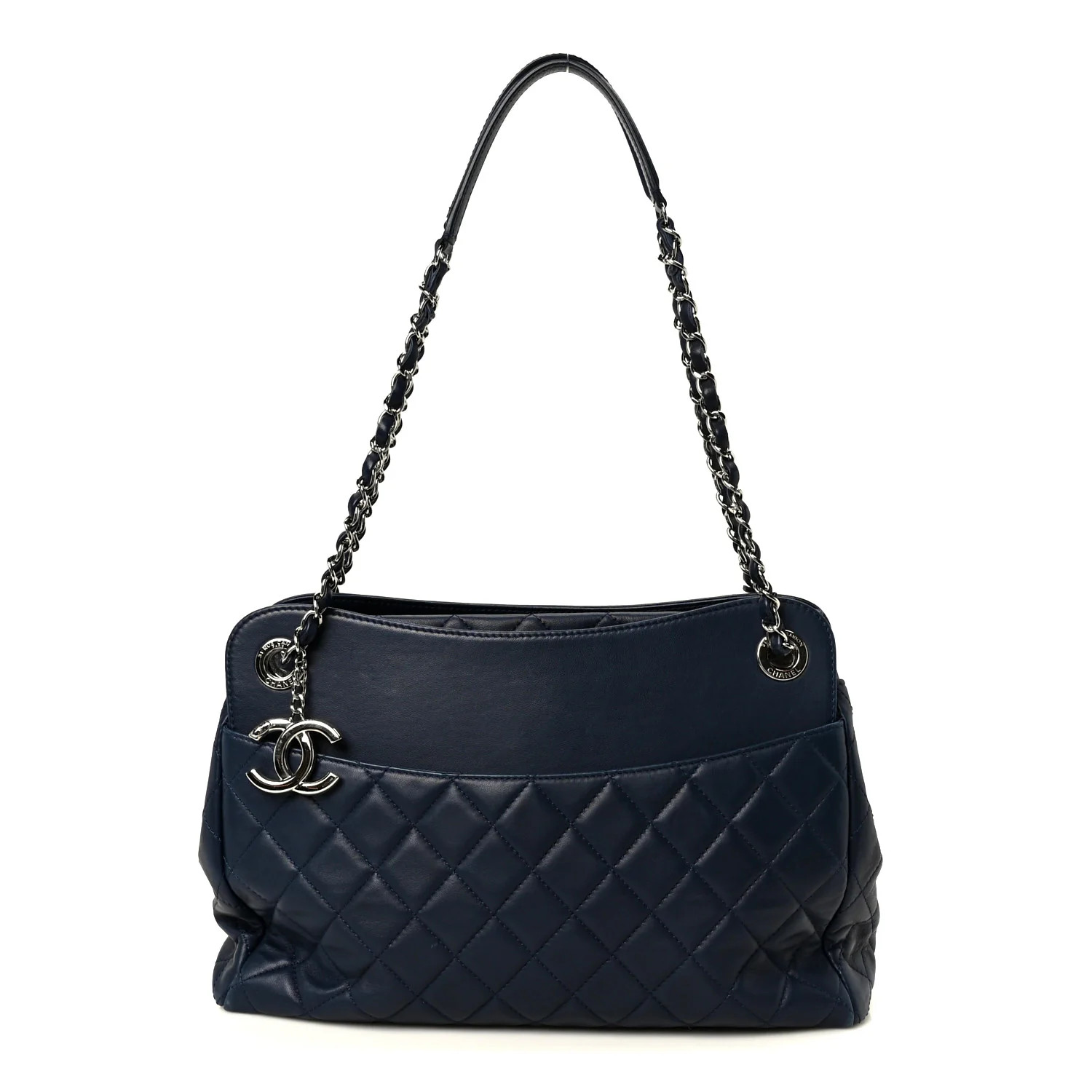 Chanel Lambskin Quilted Chanel 7 Large Tote Navy 1865234 | FASHIONPHILE (US)