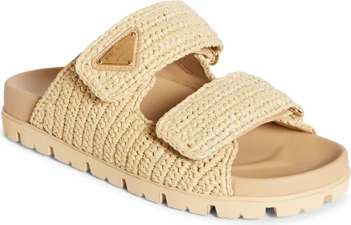 Raffia Double Band Slide Sandal (Women) | Nordstrom