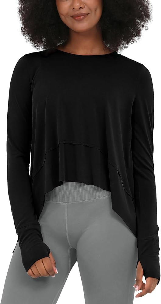 ODODOS Long Sleeve Tee for Women with Thumb Hole Athletic Gym Workout Crop Tops Yoga Shirts | Amazon (US)