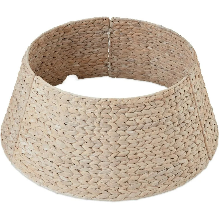24in Christmas Tree Collar, Woven Hyacinth 3-Piece Holiday Rattan Tree Skirt Accessory for Home, ... | Walmart (US)