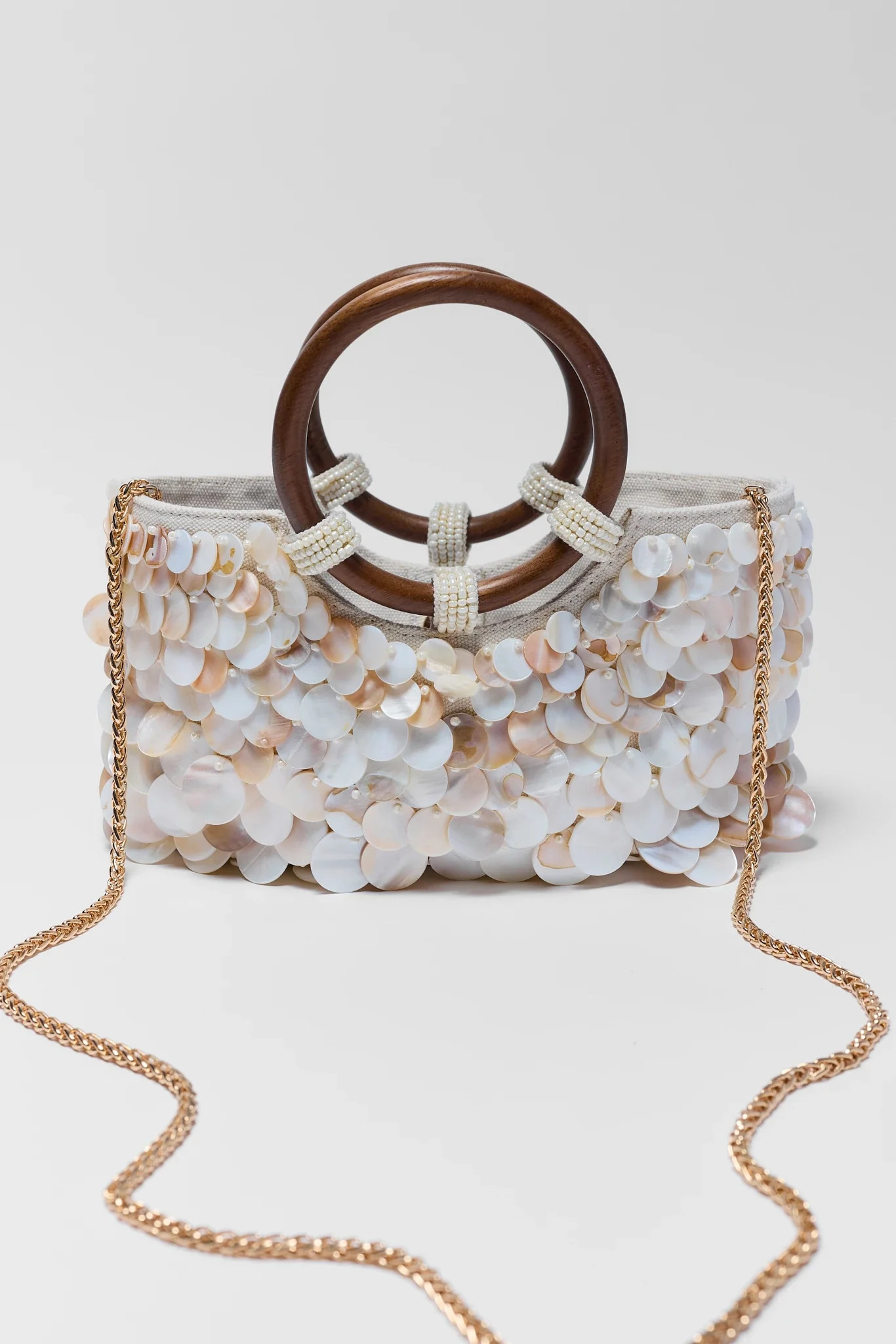 Ivory Shell Embellished Bag | Avara