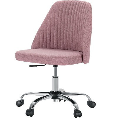 Modern Fabric Armless Adjustable Swivel Office Desk Chairs, Swivel Desk Chair with Wheels, Executive Chair for Home Office-Pink-The Pop Home | Target