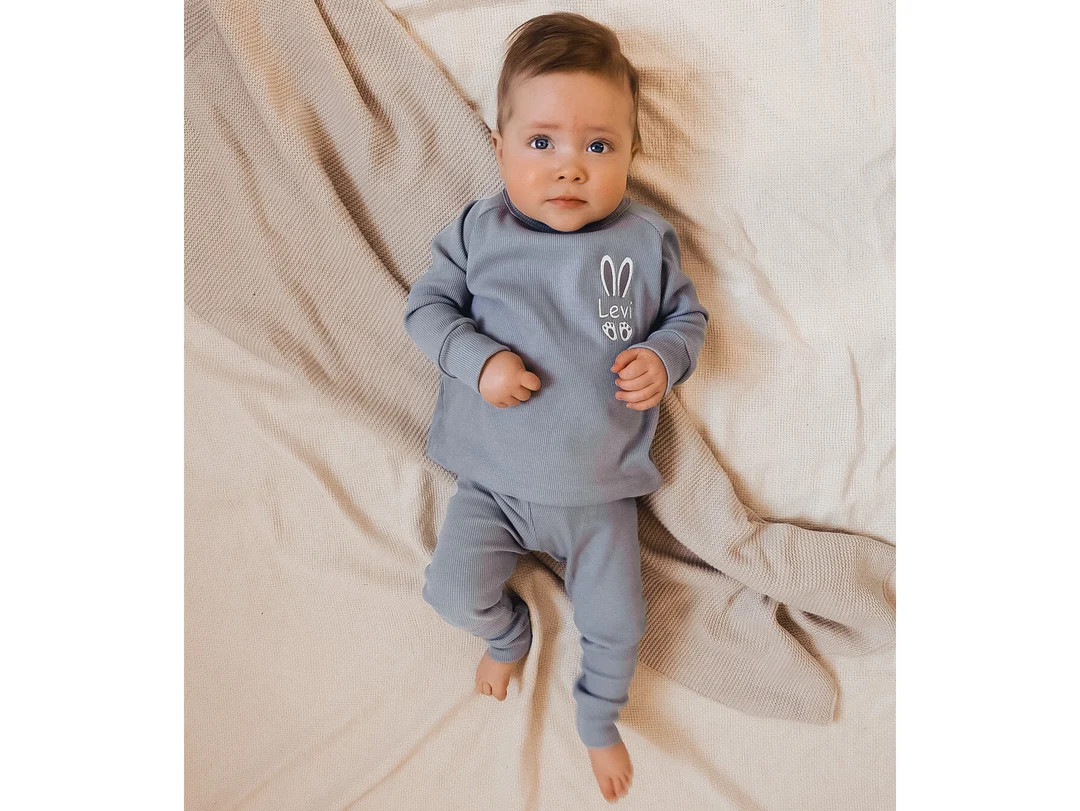 Bunny Ears Personalised Baby and Child Ribbed Sets - Embroidered Kids Sets - Perfect for Easter a... | Etsy (US)