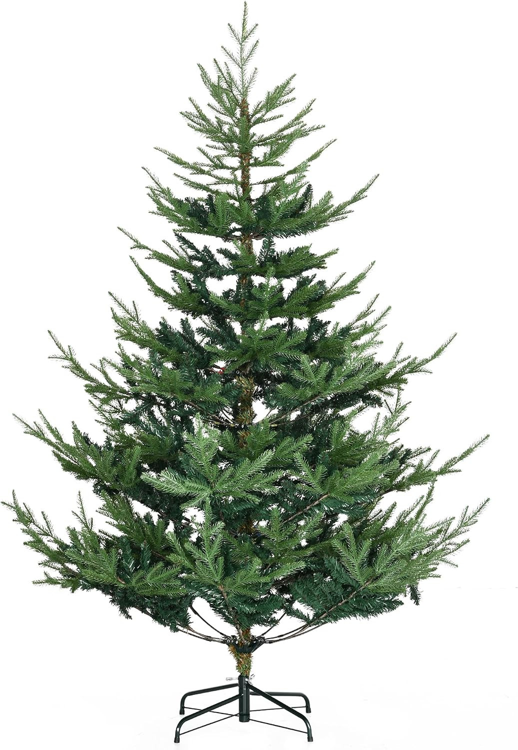 HOMCOM 6 Foot Artificial Christmas Tree, Pine Hinged Xmas Tree with 795 Realistic Branches, Steel Base, Auto Open, Green | Amazon (US)