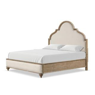 Furniture of America Brightwell Rustic Oak Brown Wood Frame Queen Panel Bed with Upholstered Head... | The Home Depot