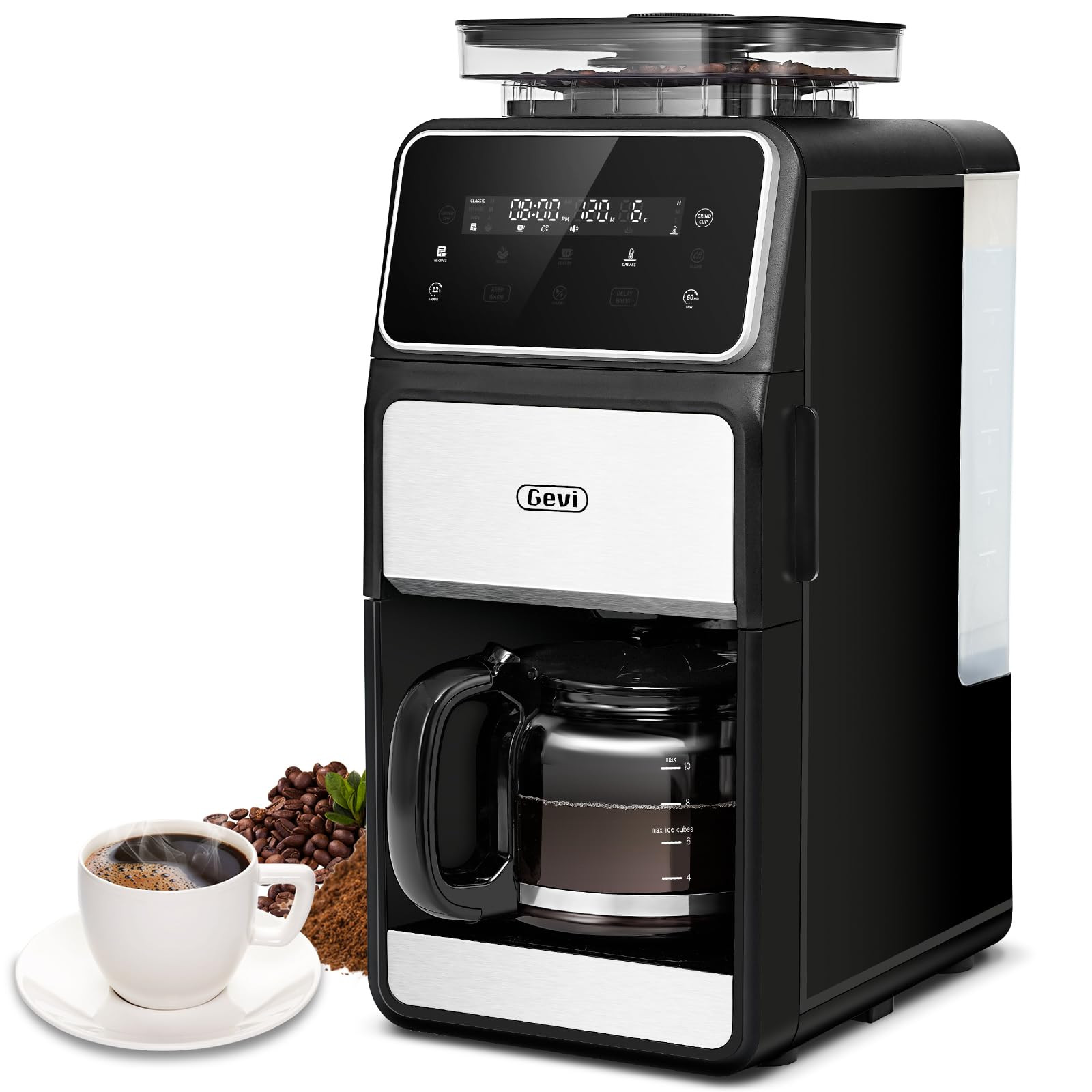 Gevi 10-Cup Grind & Brew Coffee Maker with Built-in Burr Grinder – Programmable Touch Screen, 4... | Amazon (US)