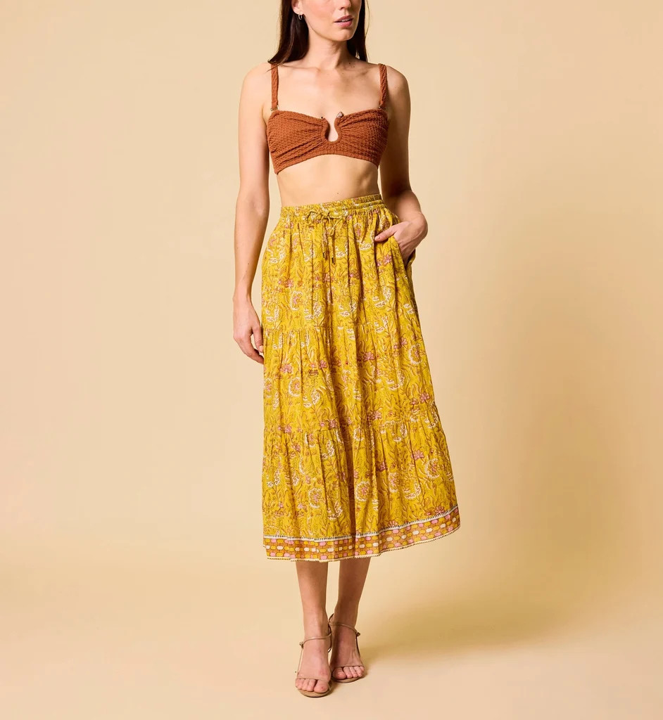 Chelsea Ankle Skirt | Wildflower Citrus | Cleobella