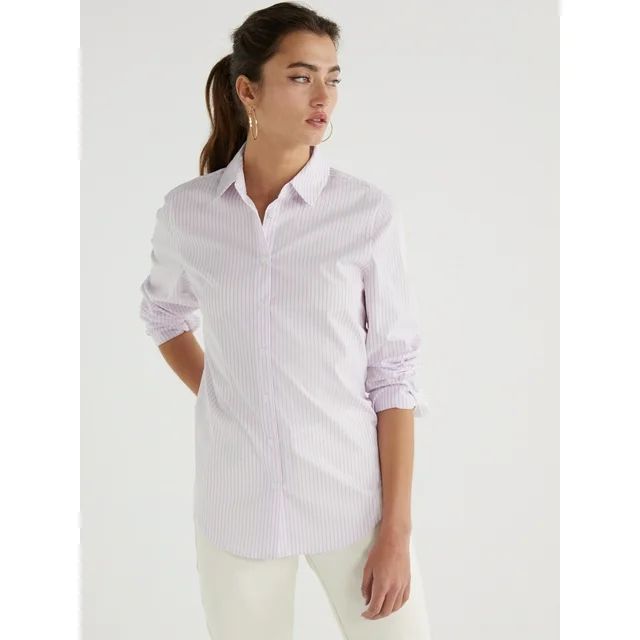 Time and Tru Women's Long Sleeve Button Down Shirt, Sizes XS-XXXL | Walmart (US)