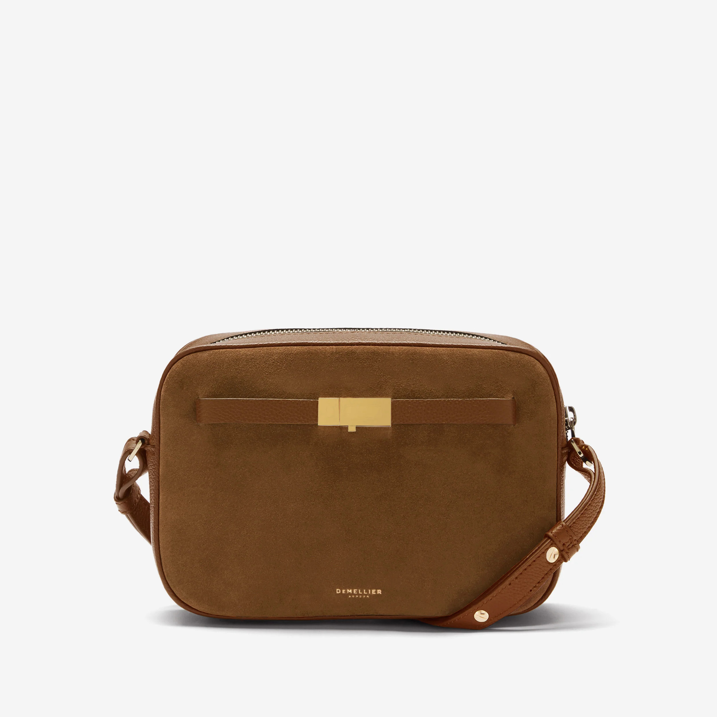 The New York Crossbody | Tan Suede & Tan Small Grain | DeMellier | DeMellier