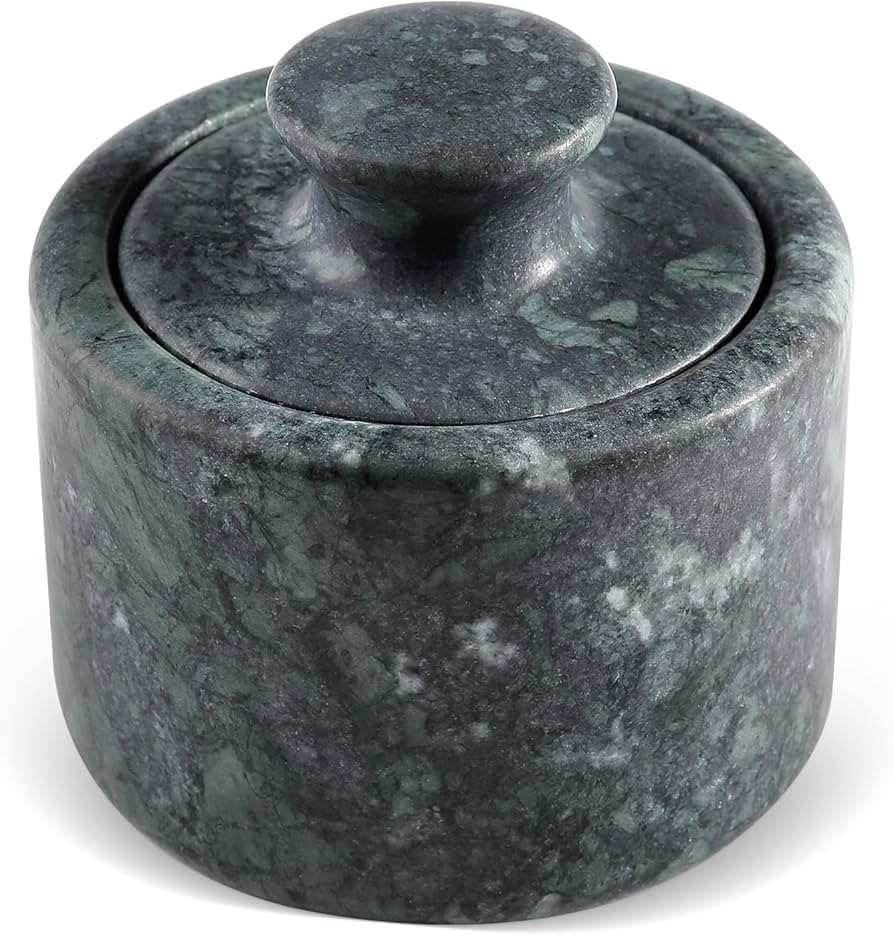 Koville Indian Green Marble Salt Cellar with Lid 3.5", Stone Pepper Container & Spice Jars for Ki... | Amazon (US)