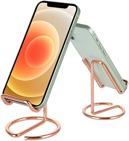 ROPOSY Cell Phone Stand for Desk, Cute Metal Rose Gold Cell Phone Stand Holder Desk Accessories, Com | Amazon (US)
