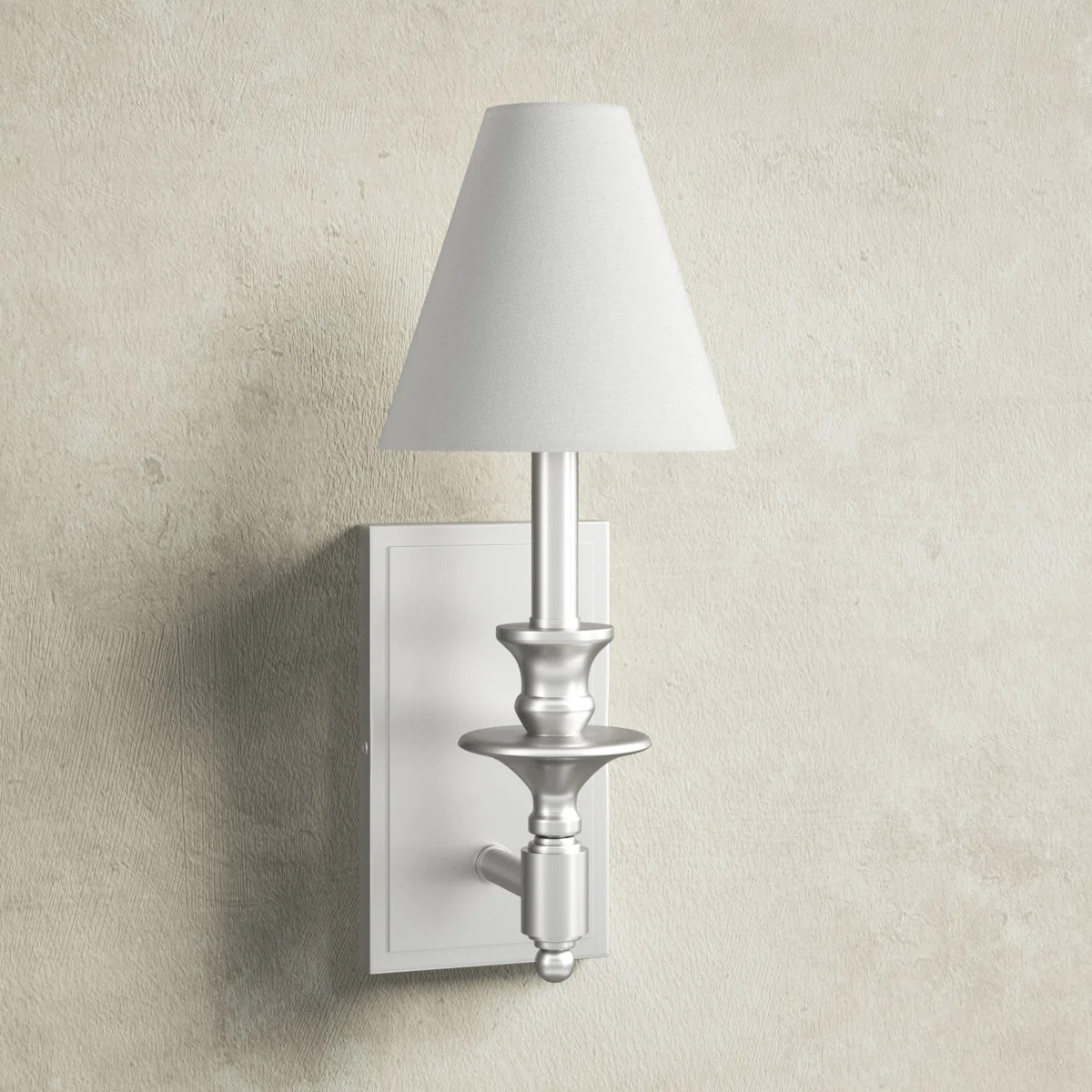 Alarins 1 - Light Dimmable Armed Sconce in Satin Nickel | Wayfair North America