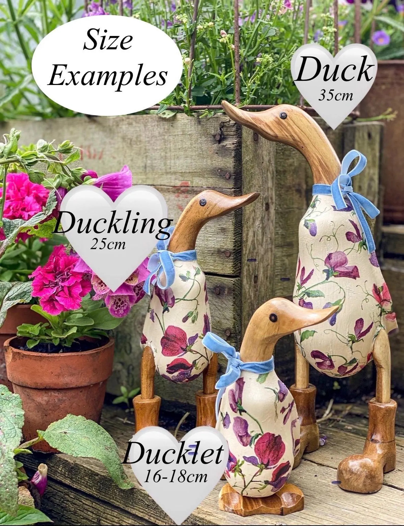 Millie the ditsy floral Wooden duck with boots, dressed and decorated by Mrs H the duck lady. | Etsy (US)