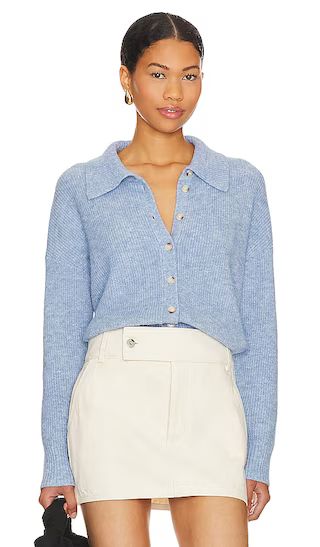 Mia Button Up Shirt Sweater in Blue | Revolve Clothing (Global)