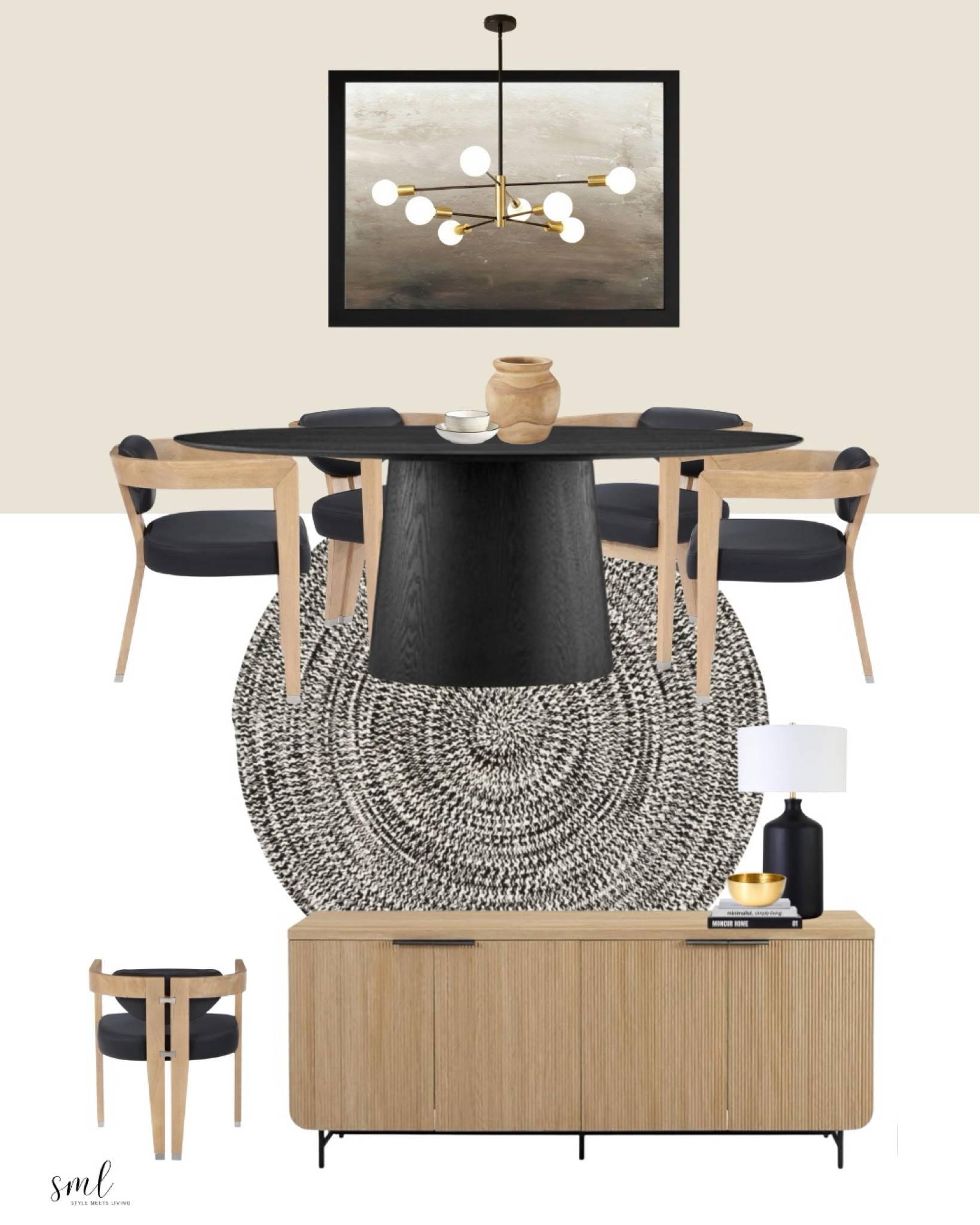 Elevate your dining room with this stunning mid-century modern design. Featuring a sleek black round dining table and a stylish light brown sideboard, this look is perfect for those who love minimalist, retro-inspired decor. Shop these pieces now to create your dream dining space!

#midcenturymodern #blackdiningtable #diningroomdesign #minimalistdining #midcenturydecor

#LTKsalealert #LTKhome
