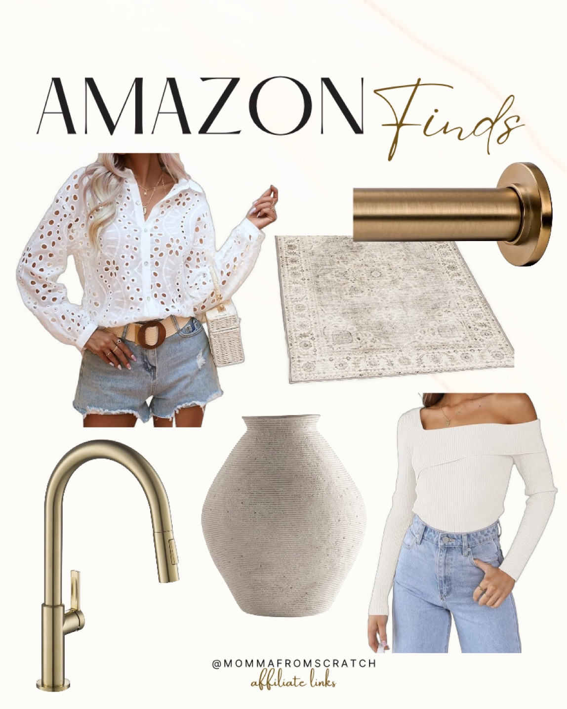 Amazon home decor and fashion. Spring clothing, kitchen faucet, shower rod, washable rug, amazon fashion, off shoulder top

#LTKfindsunder50 #LTKhome #LTKstyletip